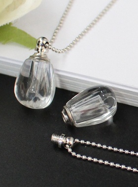 透明水晶香水瓶项链胎毛胎发瓶吊坠精油分装瓶朱砂空心吊坠瓶