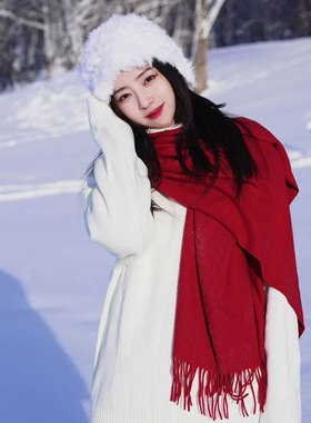 东北长白山旅游防寒保暖雪地围巾
