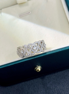 S925纯银檀健次同款戒指四叶草莲花满钻镶高碳钻指环精工高级感