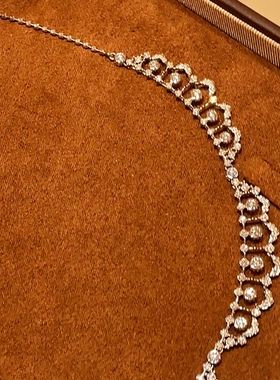 S925银复古精工高级感宫廷风重磅蕾丝项链满镶钻重工珠宝式轻