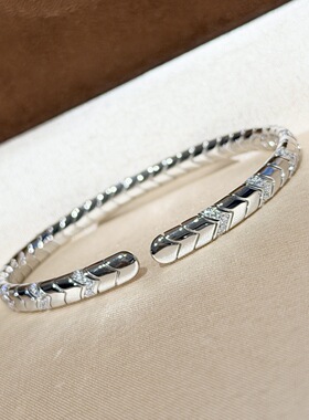 S925纯银高级感弹簧蛇骨蛇形手镯精工镀铑轻奢百搭手环女一件代发