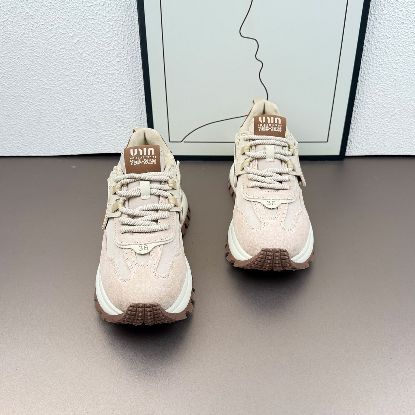 欧货厚底粉色老爹鞋女帆布透气阿甘鞋2026春季爆款真皮运动休闲鞋,淘宝优惠券,粉丝福利购,淘宝优惠卷