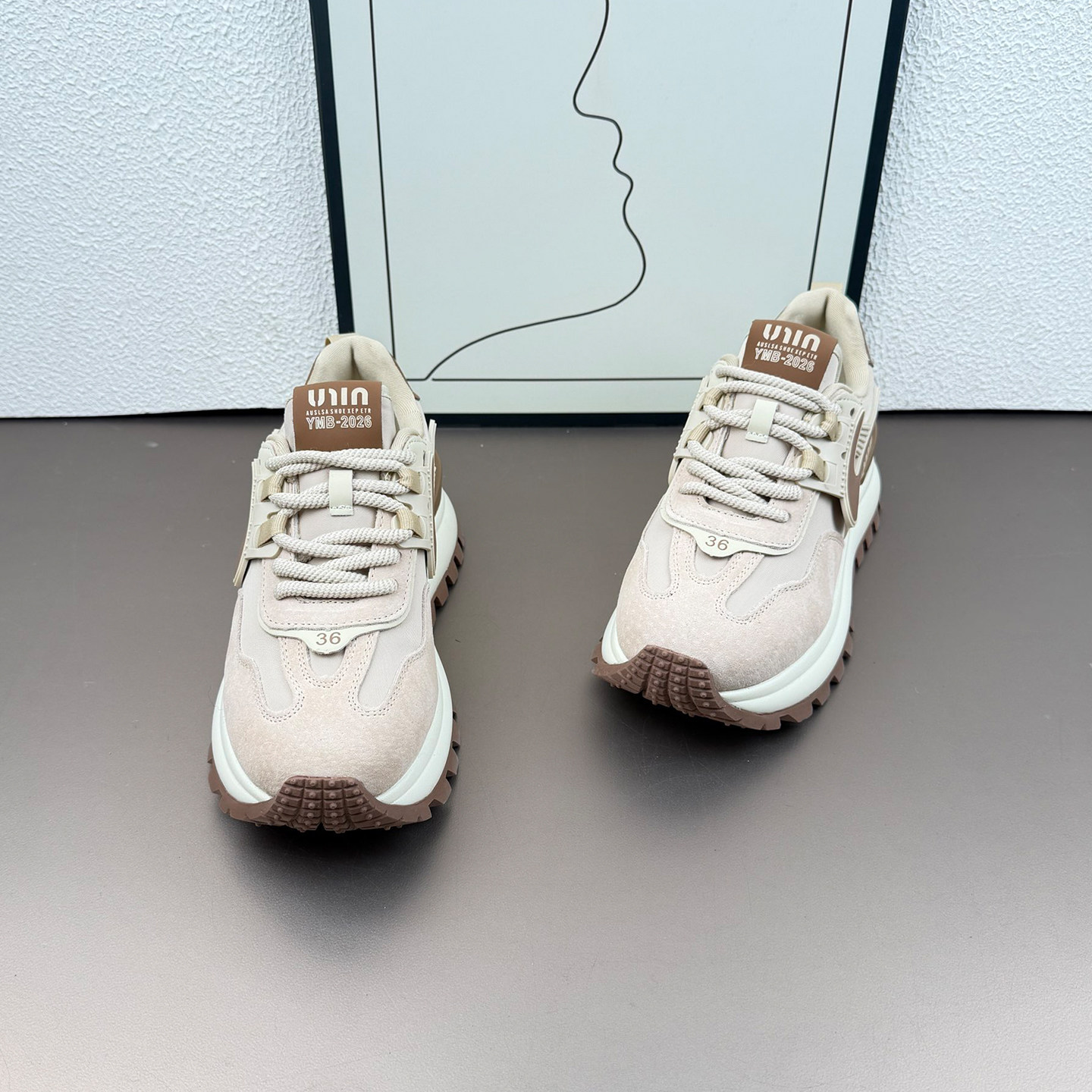 欧货厚底粉色老爹鞋女帆布透气阿甘鞋2026春季爆款真皮运动休闲鞋,淘宝优惠券,粉丝福利购,淘宝优惠卷