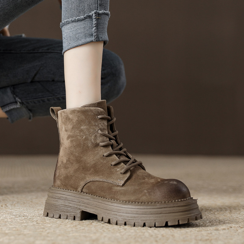 复古磨砂牛皮加绒保暖马丁靴女2025年秋冬季新款短靴高级感靴子女,淘宝优惠券,粉丝福利购,淘宝优惠卷