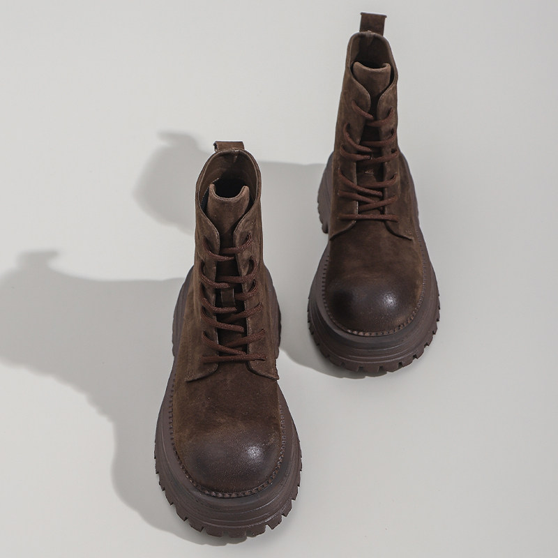 松糕厚底增高洋气显瘦磨砂皮马丁靴女款2025年女士复古英伦风短靴,淘宝优惠券,粉丝福利购,淘宝优惠卷