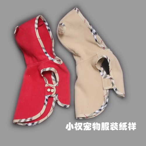 宠物连帽斗篷纸样披肩背心外套图纸马甲圣诞风可调节披风大衣样版 - 图0