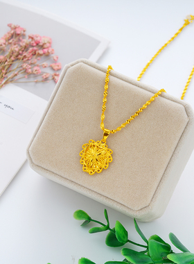 越南沙金项链女锁骨链吊坠久不褪色首饰古风汉服配饰金店同款镀金