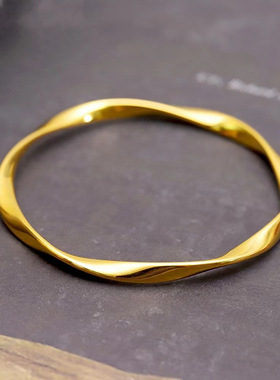 莫比乌斯环手镯女纯黄铜镀金保色高级感设计小众时尚白搭简约手镯