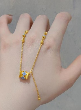 金店同款沙金饰品青花瓷路路通项链女仿真金国风小蛮腰套链锁骨