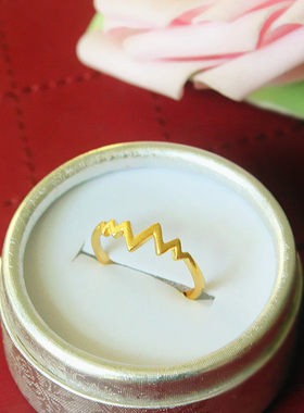 简约时尚秀气光面很细心形黄金戒指越南沙金指环开口不褪色气质