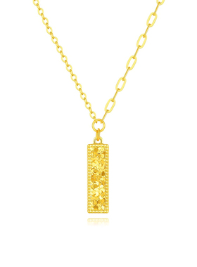 越南沙金上上签小金条吊坠公主请发财项链女款黄金色碎碎冰锁骨链