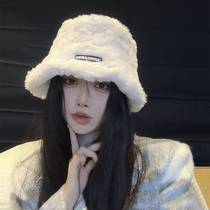 White lamb wool fisherman hat children autumn winter day series 100 hitchhiking face small winter thickened warm plush basin cap tide