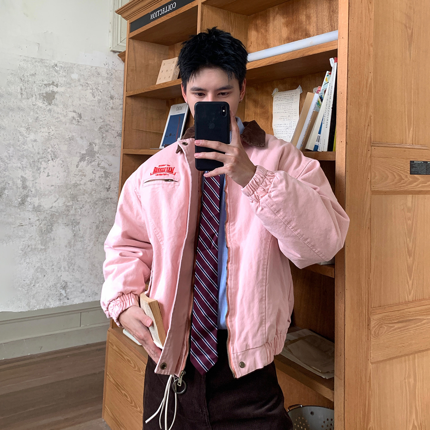 Holocene美式潮牌vintage撞色翻领工装棉服男秋冬季加绒夹克上衣,淘宝优惠券,粉丝福利购,淘宝优惠卷