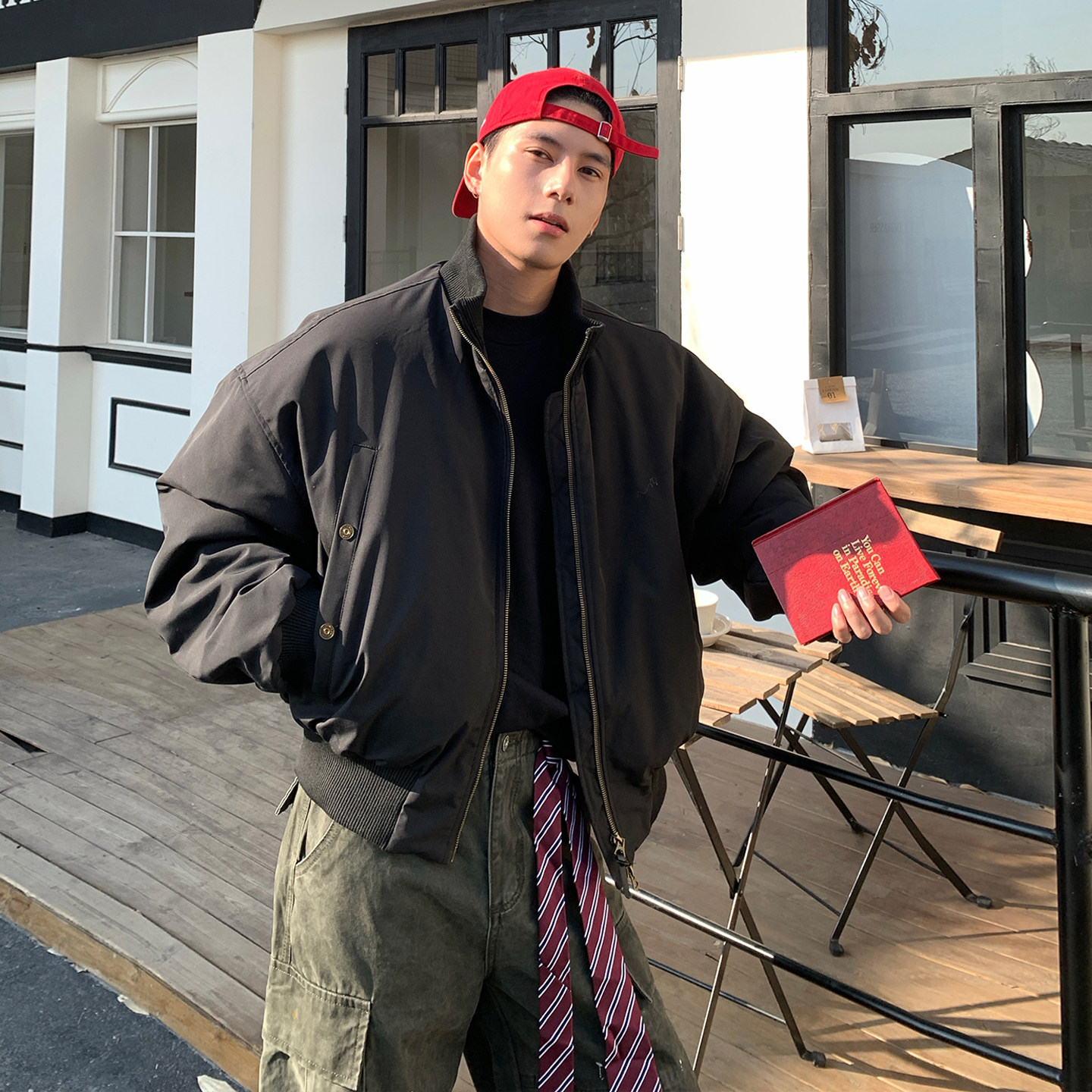 Holocene美式潮牌复古vintage棉服男冬酷飒高级感bomber飞行夹克,淘宝优惠券,粉丝福利购,淘宝优惠卷