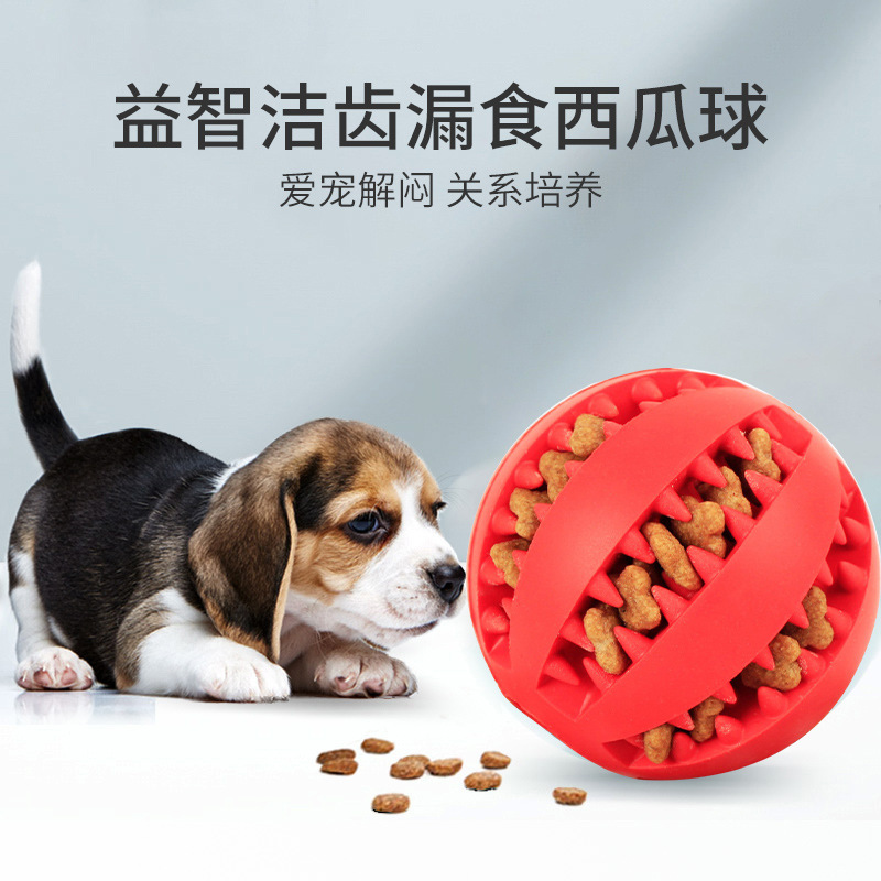 狗狗玩具漏食球犬磨牙解压弹力球金毛泰迪宠物玩具橡胶球耐咬磨牙 - 图0