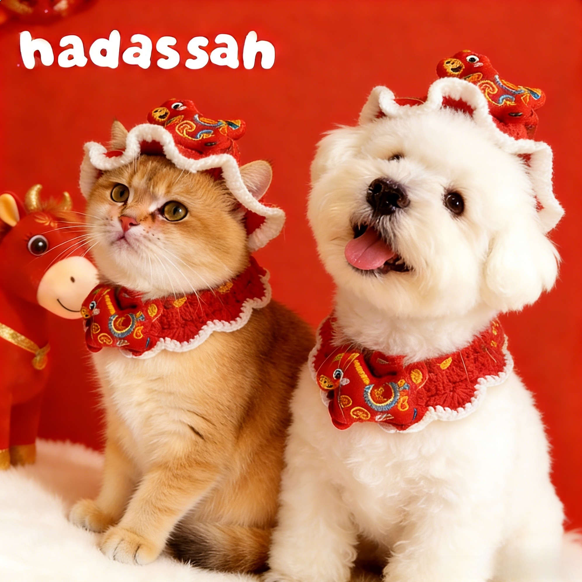 马年新款宠物猫咪新年围巾狗狗过年帽子春节小狗装扮保暖针织围脖,淘宝优惠券,粉丝福利购,淘宝优惠卷