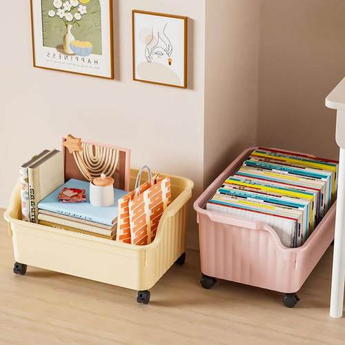 收纳箱家用大容量塑料筐加厚储物盒衣服玩具整理箱可移动带轮子 - 图0