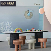 Modern Sales Premises Department Children Area Amusement Park Area Table And Chairs Hotel Lobby Entertainment Solid Wood Table Creative Chair Stool Customised