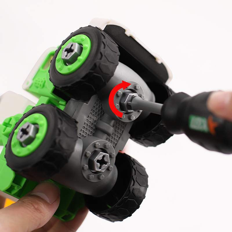 儿童拼装拆装工程车玩具拧螺丝组装消防车益智男孩动手挖掘机小车 - 图0