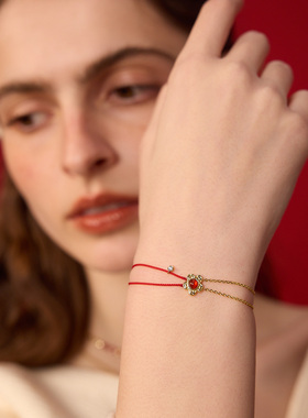 ARSIS鸿运有钱花红绳玛瑙手链