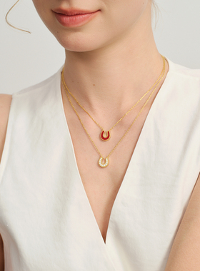 新款流光珠光马蹄项链