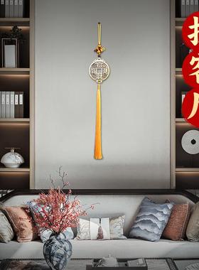 黄铜招财进宝九鱼聚财图铜钱挂件