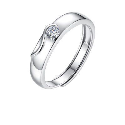 【情人节】一对纯银男女款环情侣戒指 玉瑭珑戒指/指环