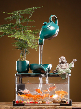 极速鱼缸循环流水器生财客厅创意摆件办公M室小型桌面景观招财开