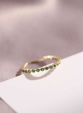 极速.rendy Fine l14k Real Gold Emerald Opening Rings for Wom
