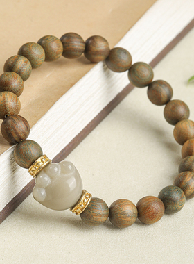 极速天然中国风佛珠菩提根猫爪手链复古绿M檀木佛珠手串女情侣檀