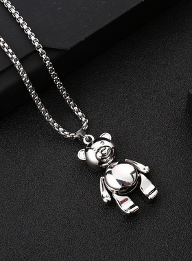 新品Hip hop Ring Necklace titanium stHeel sweater chain simp