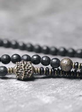 极速非鱼a之家复古黑玛瑙珠手链女项链两用 多圈毛衣链个性设计手