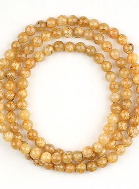 极速发晶多c圈手链 天然黄发晶三圈多层手串佛珠链 微钛晶男女水