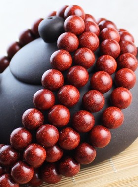 极速赞比亚血檀非洲小叶紫檀高密老料棕眼细腻10MRM108颗佛珠文玩