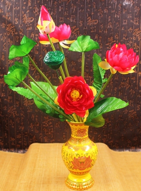新品仿真荷花百合花供o佛用品莲花 寺庙佛堂装饰荷花假花 塑料莲