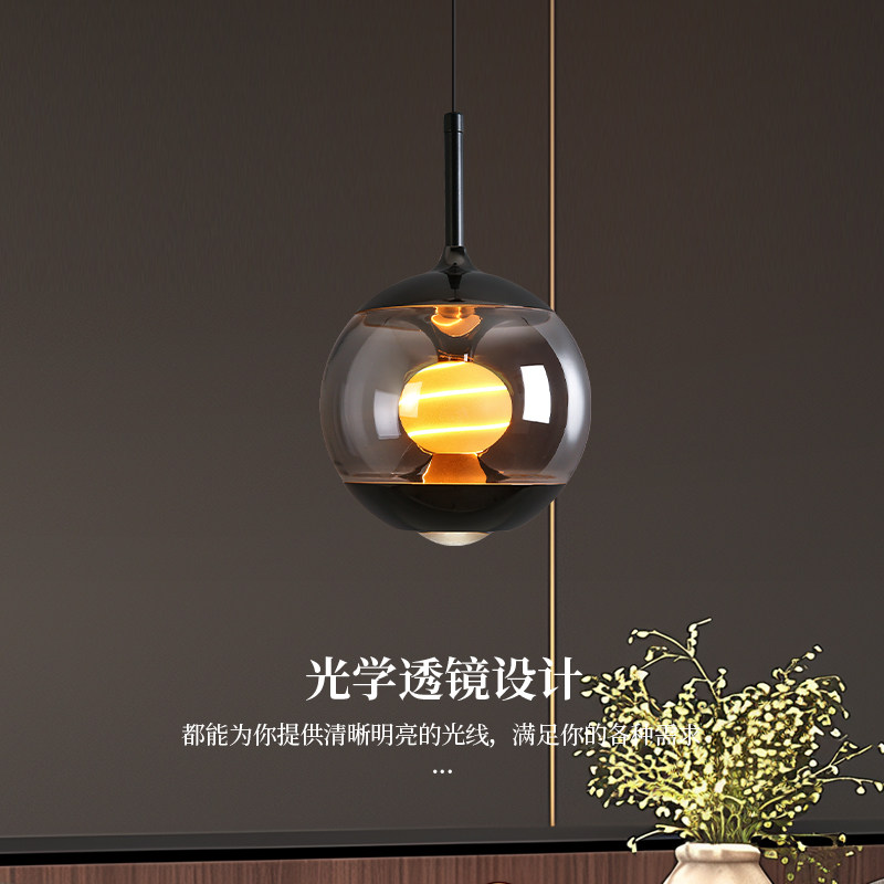 帕莎 床头吊灯 意式轻奢玻璃球形吊灯极简高级感旭日床头小吊灯,淘宝优惠券,粉丝福利购,淘宝优惠卷