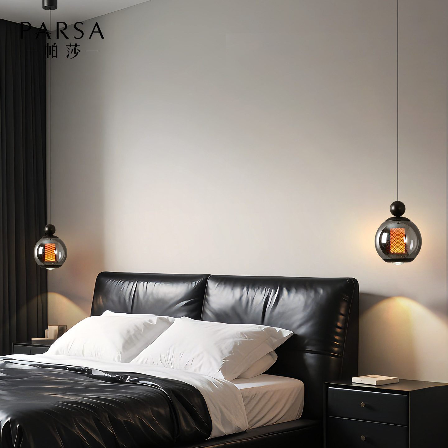 帕莎 床头吊灯 意式极简LED卧室背景墙氛围感设计师吊线床头灯具,淘宝优惠券,粉丝福利购,淘宝优惠卷
