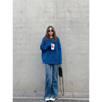 Han edition retro Lazy Breeze Soft Glutinous Long Sleeve Needle Weaselwear Womens Winter Loose slim and medium long section 100 lap blouses