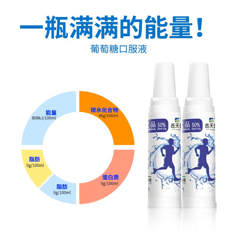 吉天瑞葡萄糖饮品口服溶液20ml*5支 50%高运动补水液成人儿童原反 - 图2