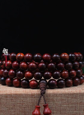 2026专业 本色红酸枝佛珠带小葫芦款 手串念珠 红木手串 佛珠
