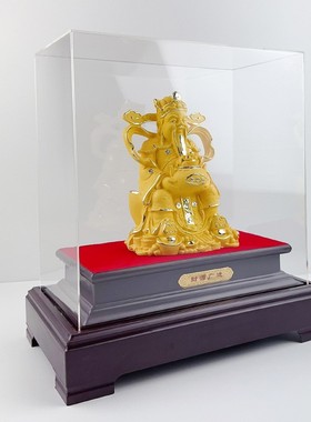 2026新款上市 大号绒沙金聚宝盆坐立金财神摆件创意中式开业活动