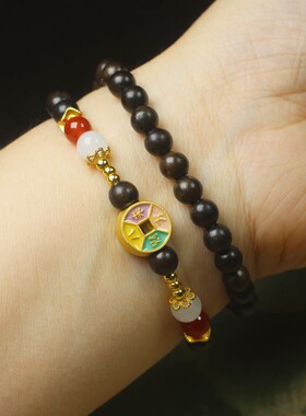 2026沉贵宝6mm双圈手链八方来财沉香木佛珠手串女款文玩森系念珠