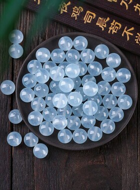 2026冰种天空蓝玉髓散珠圆珠配珠隔珠diy半成品手工配珠手链项链