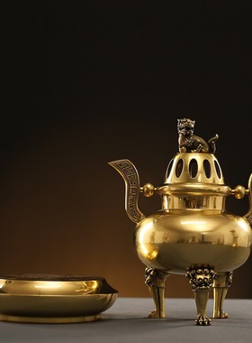 2026全铜金属五供圆铜摆件装饰佛堂供佛供奉烛台香炉家用黄铜摆饰