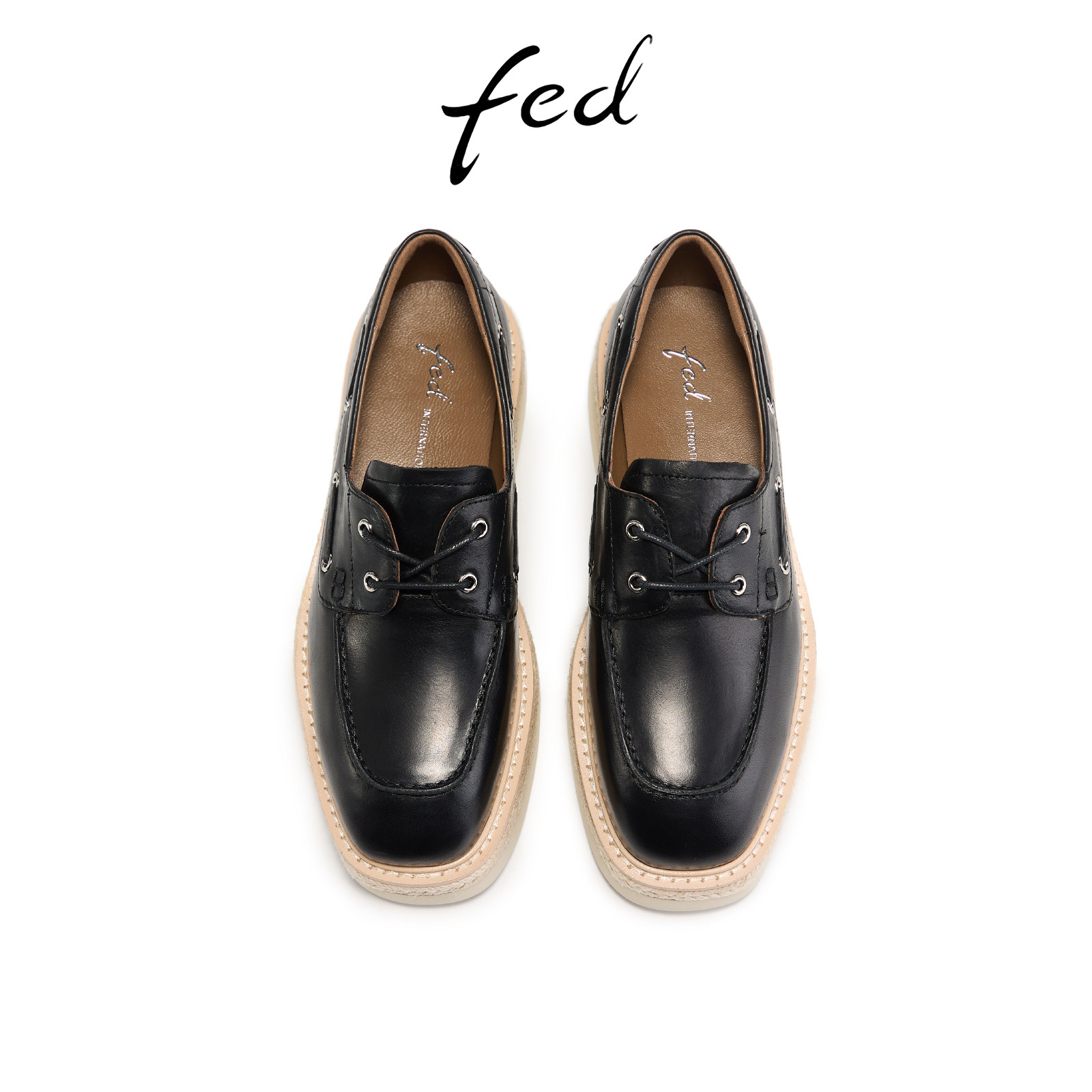 fed坡跟单鞋春季新款女鞋墨浪踏痕乐福鞋厚底渔夫小皮鞋女款YA002,淘宝优惠券,粉丝福利购,淘宝优惠卷