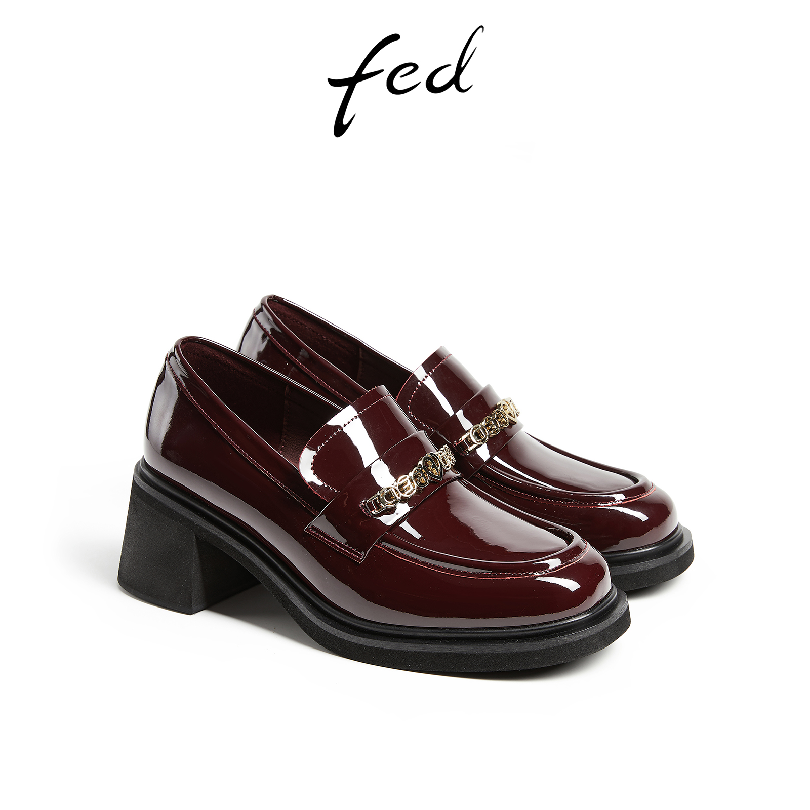 fed复古乐福鞋冬季新款女鞋真皮单鞋高跟小皮鞋女款D0923-YAB325 - 图3