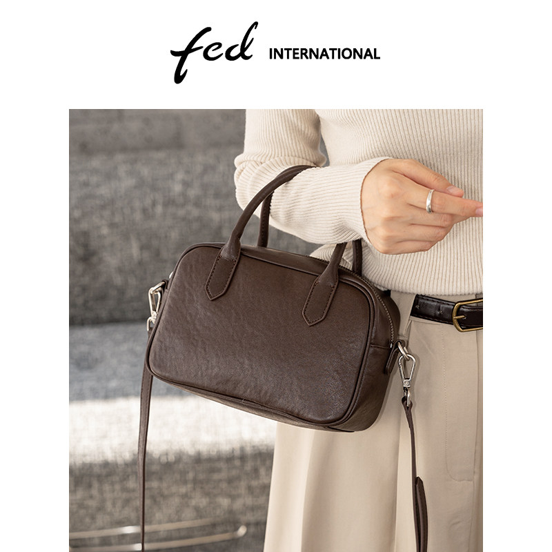 fed头层牛皮真皮女包仿植鞣斜挎包单肩包休闲波士顿包包BFA9145,淘宝优惠券,粉丝福利购,淘宝优惠卷