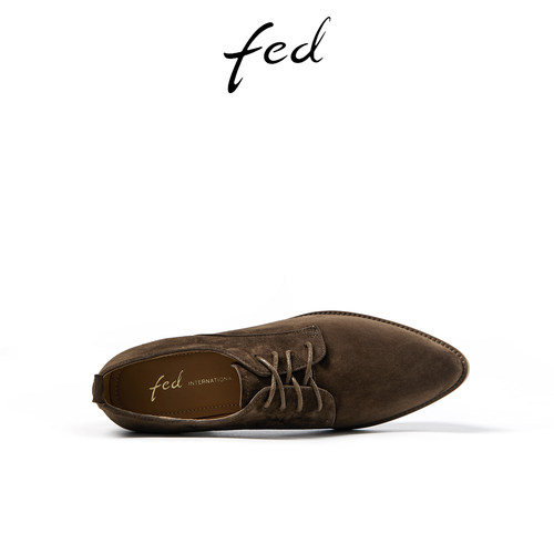 fed深口单鞋冬季新款靴子尖头系带复古鞋粗跟裸靴女R1002-ZFA905 - 图1