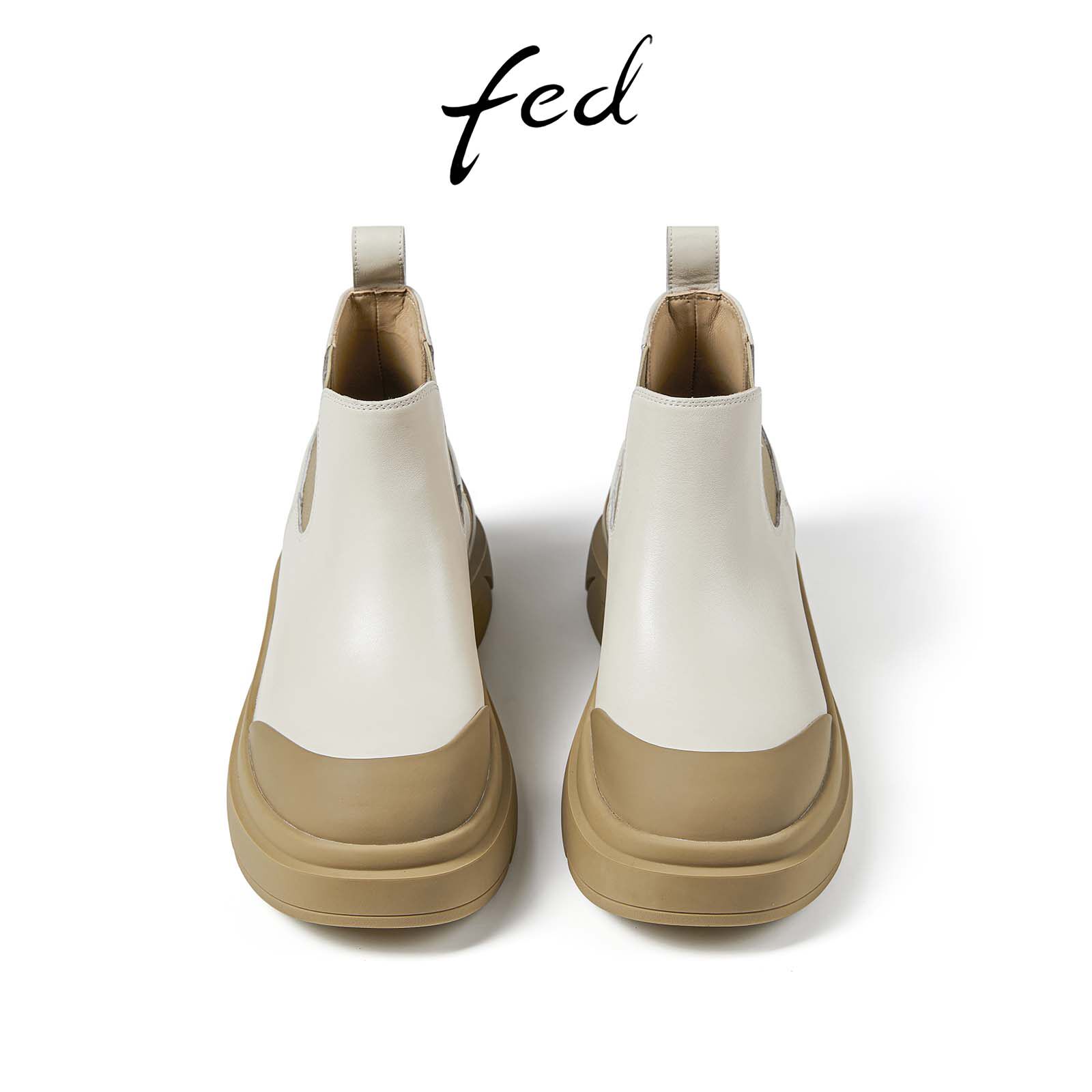 Cowhide heightened spring new short boots Eveydi