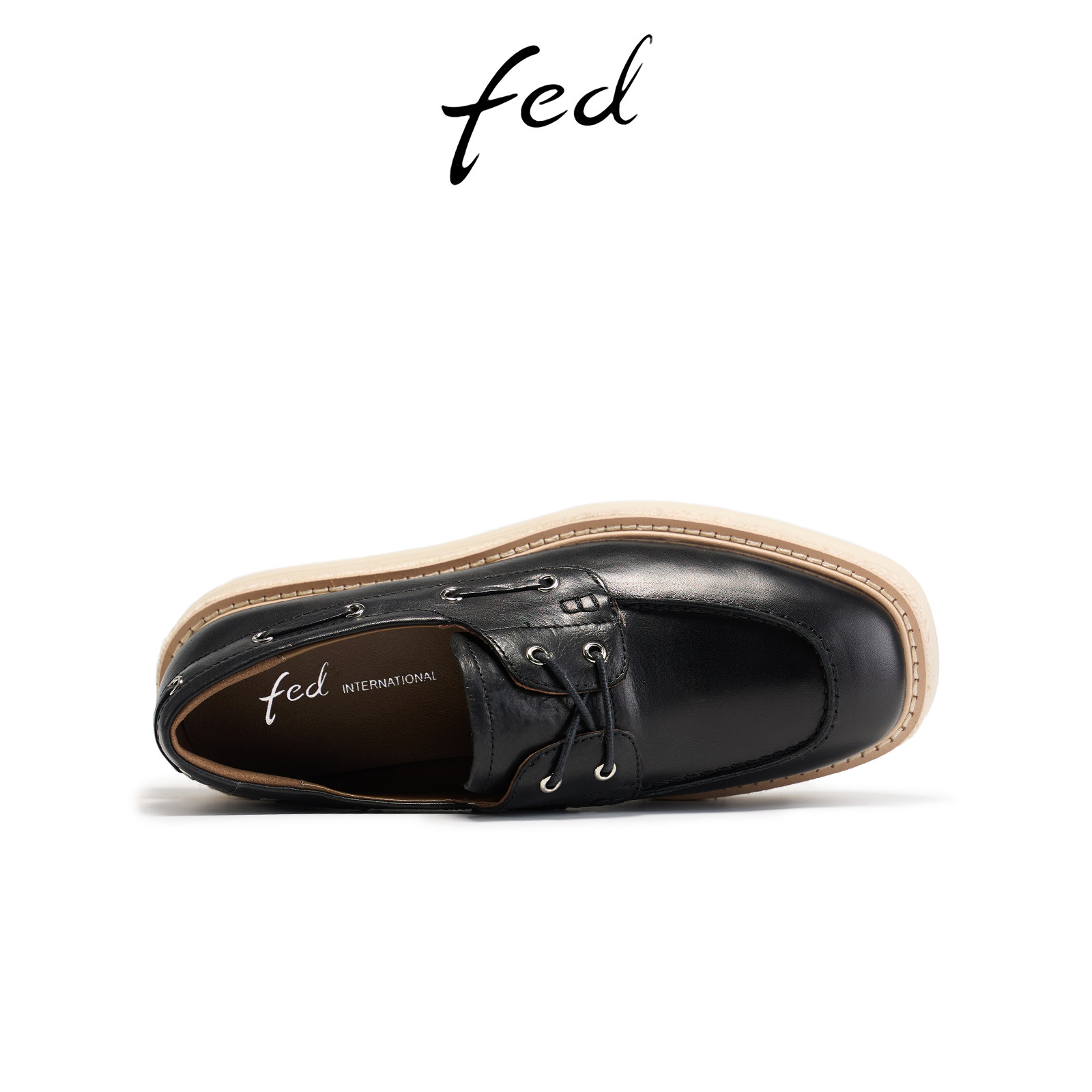 fed坡跟单鞋春季新款女鞋墨浪踏痕乐福鞋厚底渔夫小皮鞋女款YA002,淘宝优惠券,粉丝福利购,淘宝优惠卷